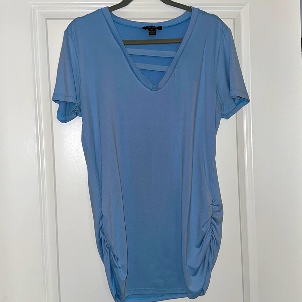 Baby blue top with cinched sides